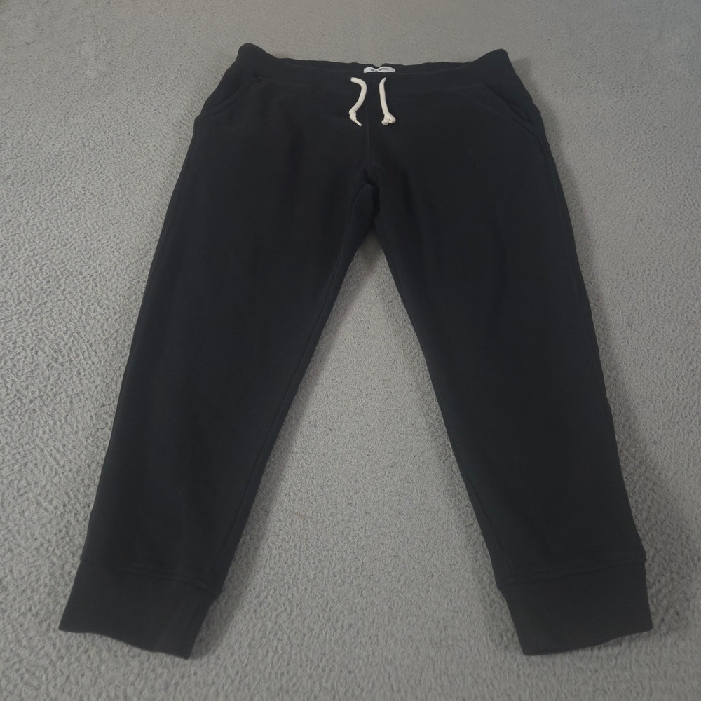 Old Navy Sweatpants Womens L Black Jogger Tapered Leg Cotton Drawstring Pockets